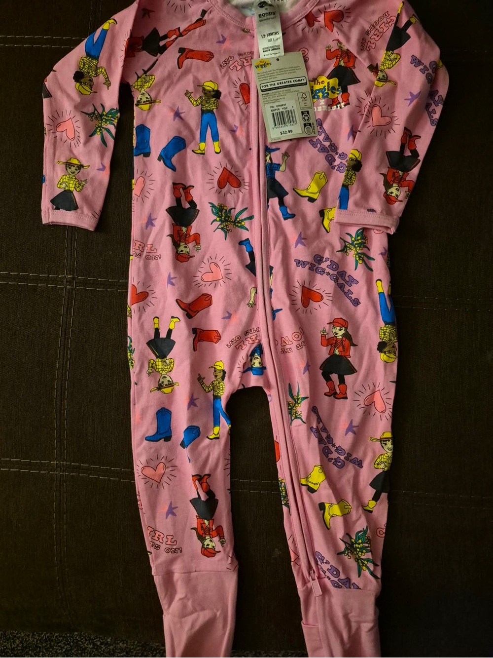 Bonds Pink Printed Zip-Up Footed Pajamas